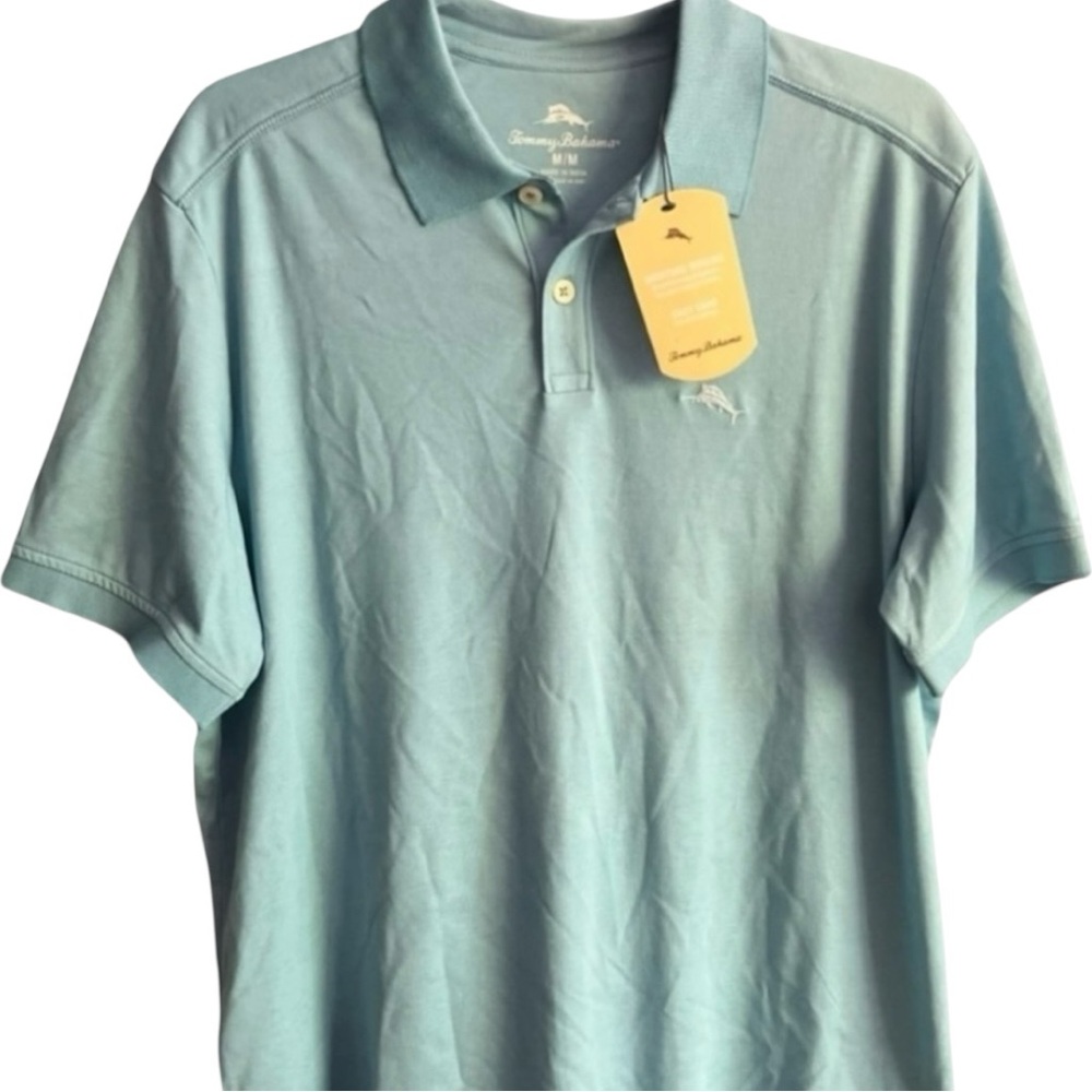 Mens Tommy Bahama Blue Polo MD embroidered logo Moisture Wicking fabric NWT NEW